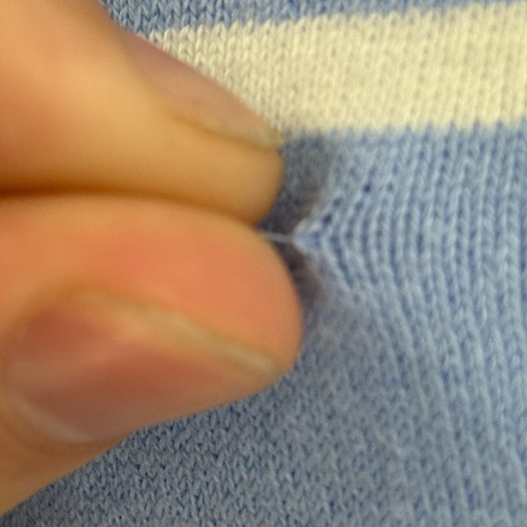 Sail to Sable STS White Blue Striped Stretch preppy Knit Tee Dress size small - Picture 15 of 16